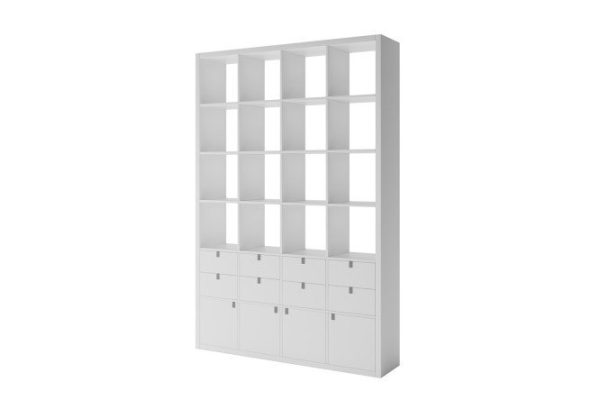 Calgary 6x4 shelving unit with doors and drawers, white