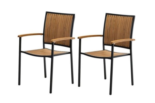 London chair set color dark gray graphite, natural teak