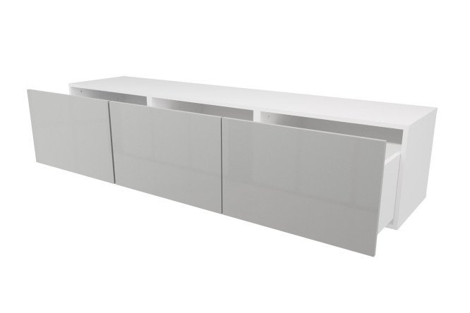Cabinet with drawers Oscar Amika 180x38 with push to open, white / dusty gray gloss