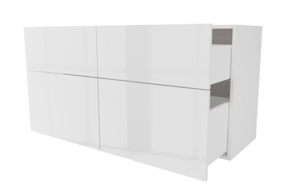 Cabinet 4 drawers Oscar Amika 120x64 with push to open, white / white gloss