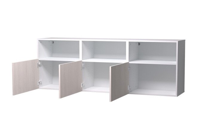 Cabinet 3 doors and 3 shelves Oscar Grevy 180x64 cm, white/Cadena light