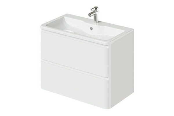 Cabinet with wall-hung sink Roberto 79.5 cm, frame color white gloss, facade white gloss