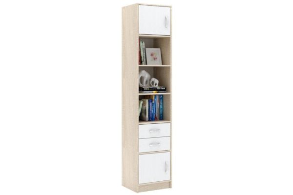 Rack with 2 doors and 2 drawers Liberty white/Sonoma oak