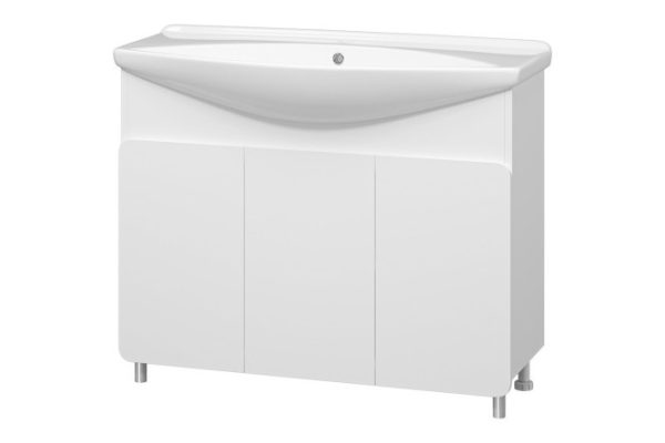 Floor stand Cheget 105 P-Cheg-01105-011 with 3 doors 105.5 cm, frame color white, facade white