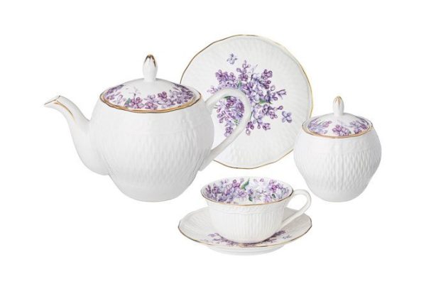 Lefard Lilac tea set 6 persons, 14 pcs., Porcelain