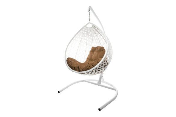 Hanging cocoon chair Drop Lux 72x186x98 cm, base and frame color white, finishing white