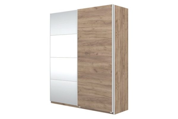 Sliding wardrobe Oscar 200x236x59.6 cm, Craft tobacco oak, with mirror inserts