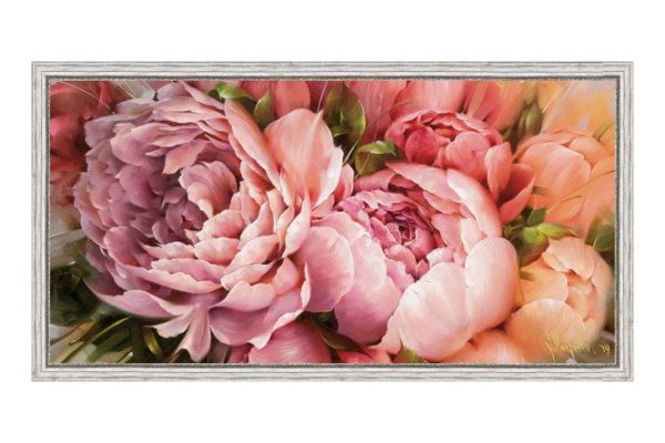 Reproduction in frame Royal peonies 129x69 cm