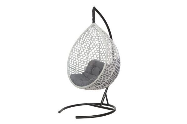 Hanging cocoon chair Montblanc 100x120x80 cm, base and frame color gray, black, finishing gray