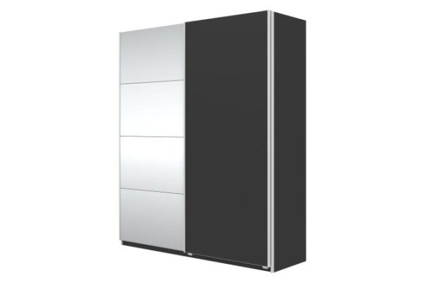 Sliding wardrobe Oscar 200x236x59.6 cm, black, with mirror inserts