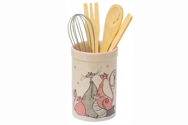 Cutlery holder Cats with kitchen accessories Ceramic, 5 pcs.