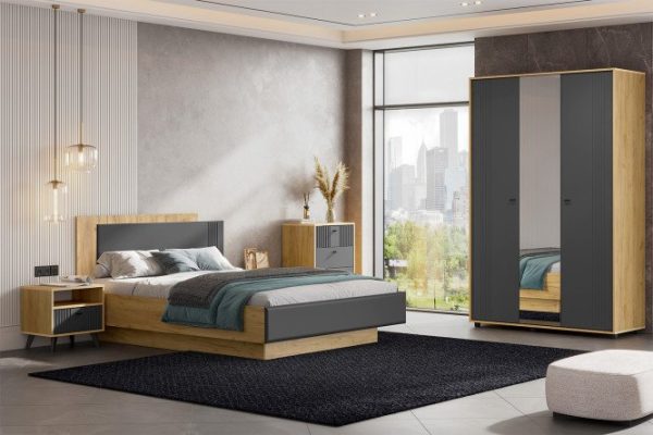 Bedroom set Barcelona oak gold, graphite