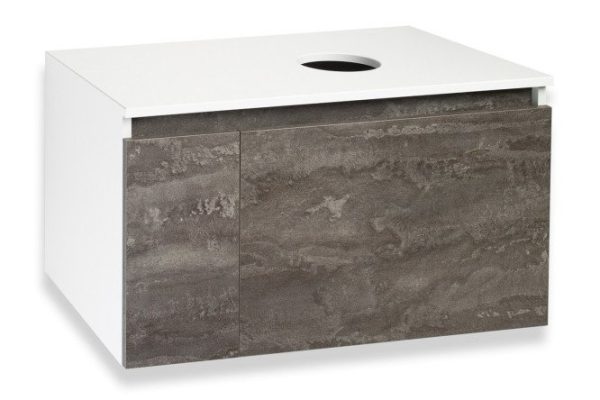 Hanging cabinet RUNO Bari 00-00001379 80 cm, frame color white, facade iron stone