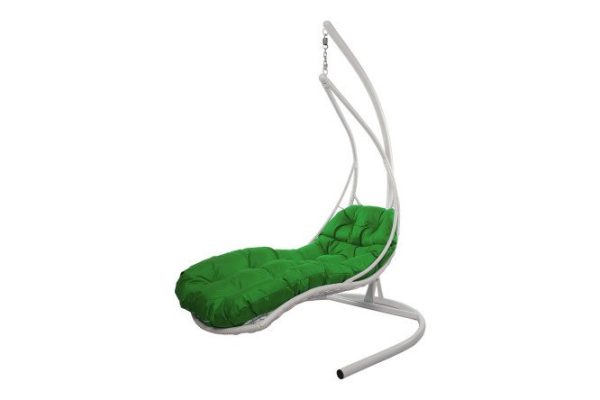 Reclining hanging chair 117x190x175 cm, base and frame color white, finishing white