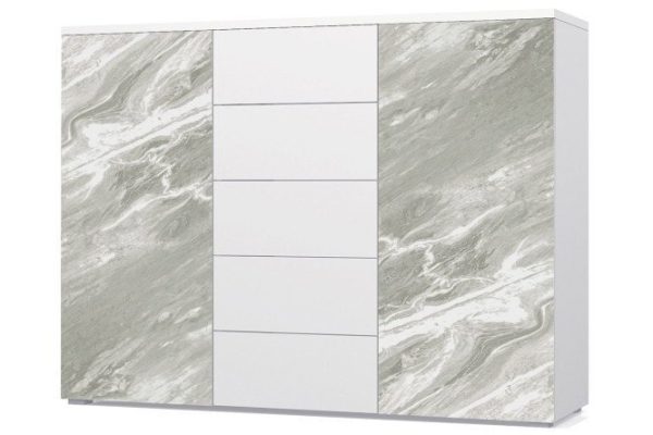 Chest of drawers Oscar Marble 150.2x109.2x44 cm, statuary, white smooth