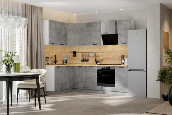 Amika modular kitchen set 2.41x1.51 m concrete