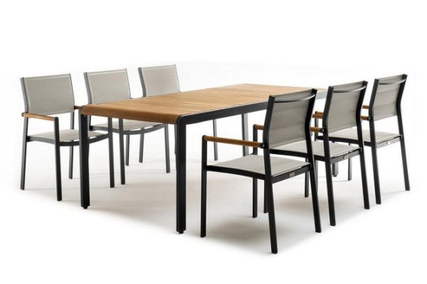 Dining group Maya color dark graphite, light teak