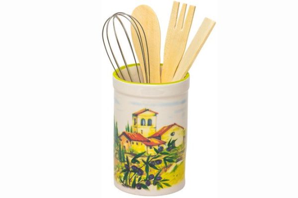 Cutlery holder Italian patio with kitchen accessories Ceramics, 5 pcs.