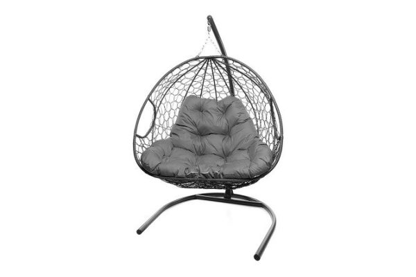 Hanging chair for two 119x186x120 cm, base and frame color gray, finishing gray