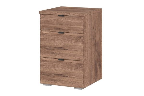 Bedside table Oscar Line 37x59x40.7 cm, craft tobacco oak, with door closer