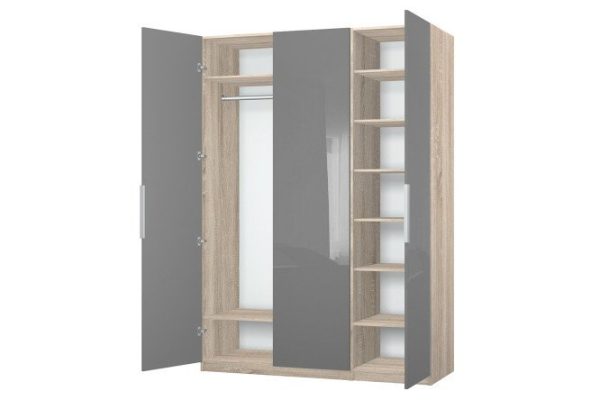 jebphs2jf9zxif90e8prgw2chl34tcku.jpg 3-door wardrobe Oscar Amika 150x236x59.6 cm, Sonoma oak, dusty gray gloss