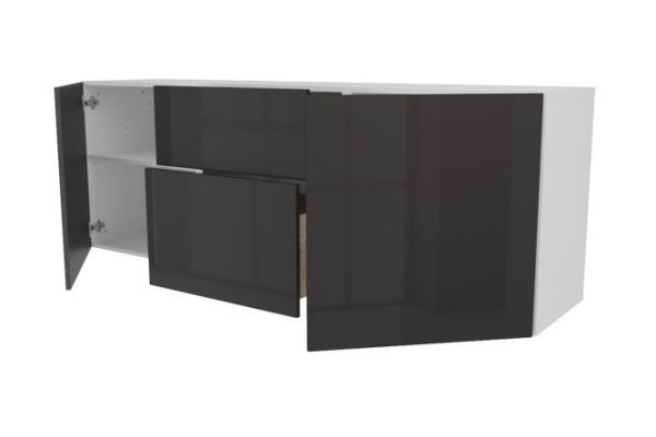 jejojbxj2o6q4gzs3t1k5v1ao49qe9e4.jpg Cabinet 2 doors and 2 drawers Oscar Amika 180x64 with push to open, white / black graphite gloss