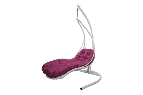 Reclining hanging chair 117x190x175 cm, base and frame color white, finishing white