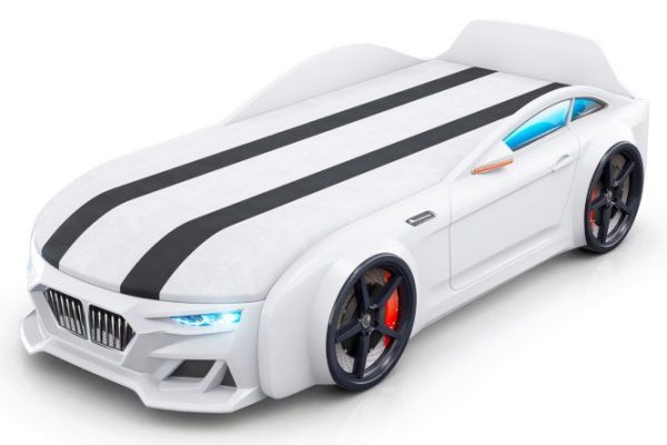 Dynamic car bed with lifting mechanism 80x200 cm color white