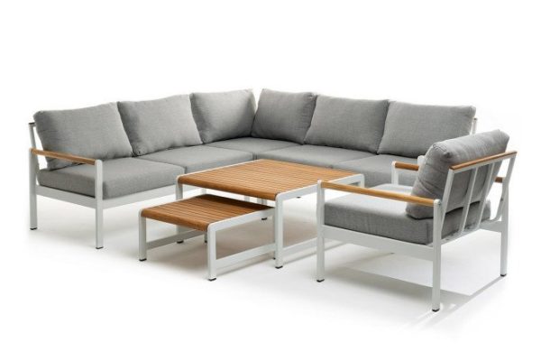 Lounge area Maya M color white, light teak, light gray