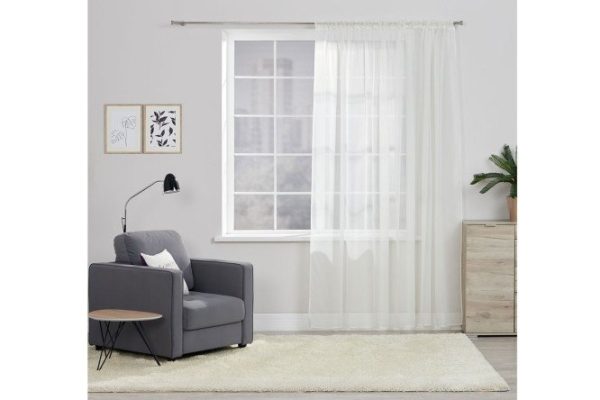 Tulle with ribbon MITTE Emily 300x260 cm, 1 piece, ecru color