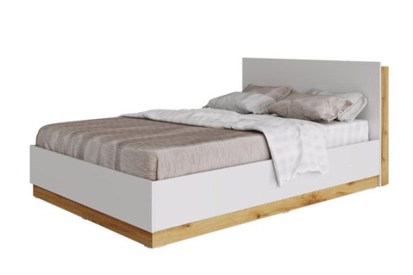 Bed with lifting mechanism Fresco 140x200 cm, white, Wotan oak