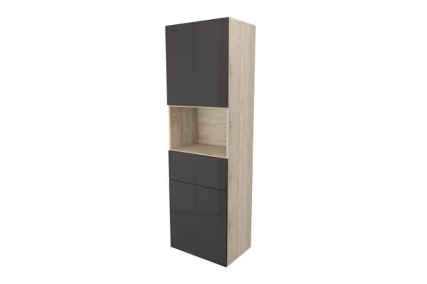 jj4slcw60uwk0pc7p7uwwo3hvkihnsh5.jpg Wardrobe 2 doors, shelf and drawer Oscar Amika 60x192 with closers, Sonoma oak / glossy black graphite