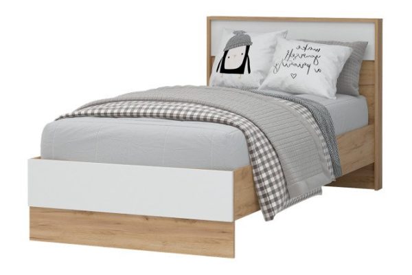 Bed Iris color craft oak gold, white shagreen 140x200 cm