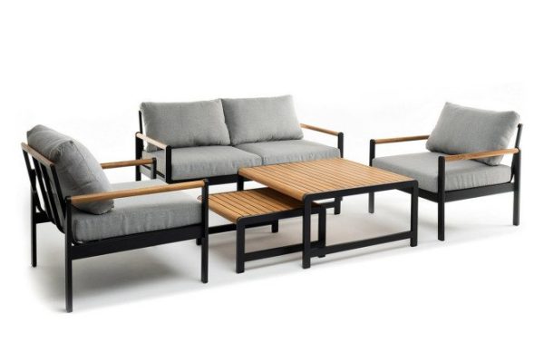 Sofa group Maya M color dark graphite, light teak, light gray