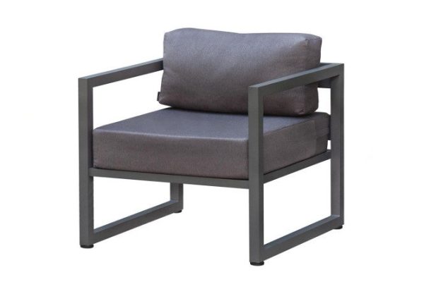 Outdoor chair Malta frame color gray, soft elements brown