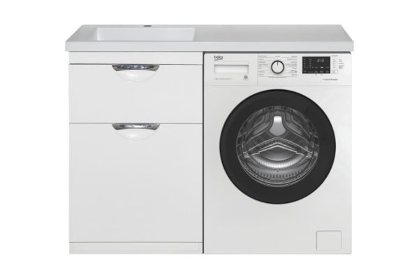 Floor cabinet for washing machine Kuba 60 P-Kub-01060-0121YaBK with 1 drawer 55 cm, frame color white, facade white
