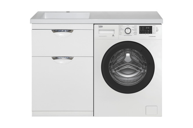 Floor cabinet for washing machine Kuba 60 P-Kub-01060-0121YaBK with 1 drawer 55 cm, frame color white, facade white