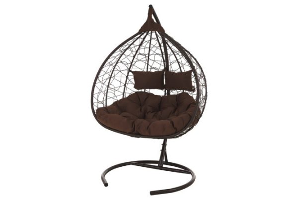 Double hanging cocoon chair Fisht fis 125x190x108 cm, brown, chocolate color