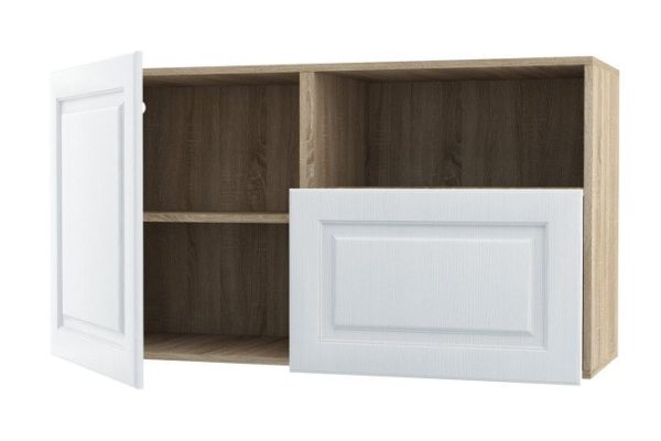 Cabinet with door, shelf and drawer Oscar Bella 120x64 cm with push-to-open, Sonoma/white wood