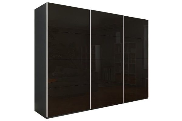 3-door wardrobe Comet 300x240x66 cm, diamond gray, black