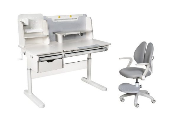 Furniture set Ammi Gray desk and armchair with armrests and stand Primo Gray