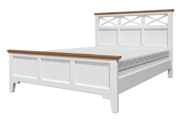 Double bed Grace color white antique, cognac oak 140x200 cm