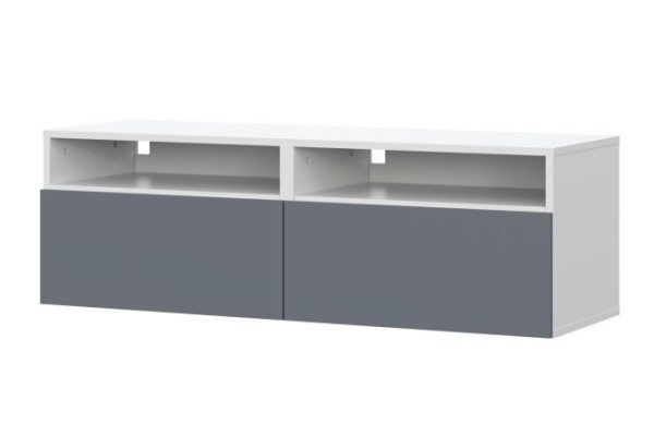 Cabinet Oscar Moon 120x40 with 2 drawers and 2 shelves, white / graphite soft