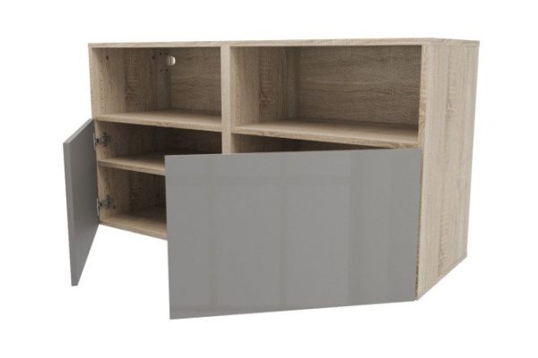 Cabinet with shelves and doors Oscar Amika 120x64, Sonoma oak / dusty gray gloss