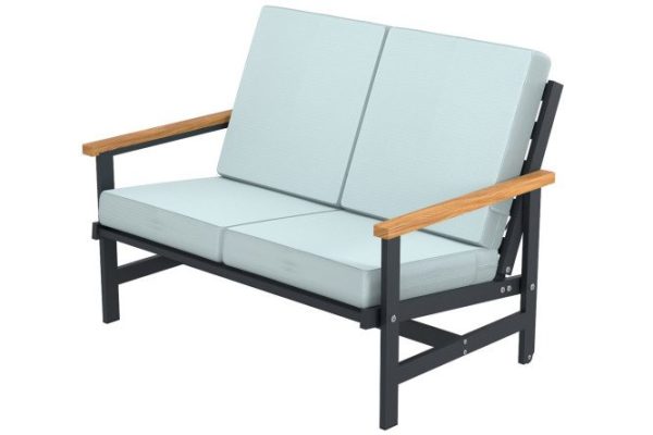 Double sofa Scandi with armrests 120x82.3x71.4 cm, frame color anthracite, soft elements light gray