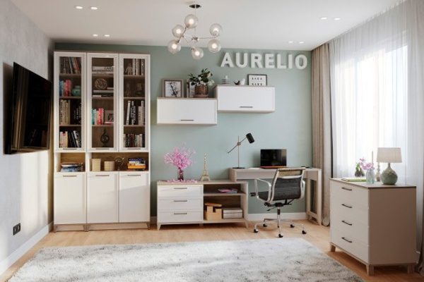 Living room Aurelio white, blackwood satin, set 4