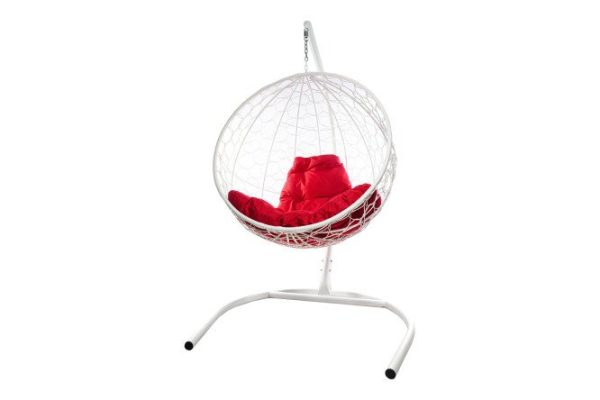Hanging chair Circle 72x186x102 cm, base and frame color white, finishing white