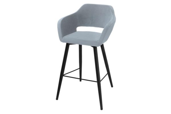 Balloon bar chair with armrests 60x116x57 cm, upholstery color gray, legs black