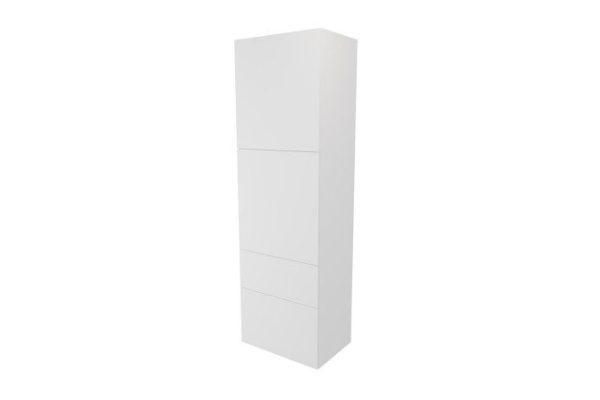 Wardrobe 2 doors and 2 drawers Oscar Amika 60x192 with push to open, white / white gloss