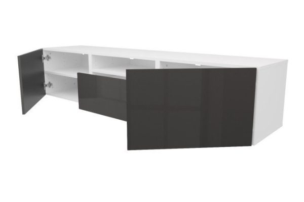 kcstmzp5fsy3kimwdvtjkdtlh2jalvlm.jpg Cabinet with 2 doors, a drawer and a shelf Oscar Amika 180x38 with closers, white / black graphite gloss